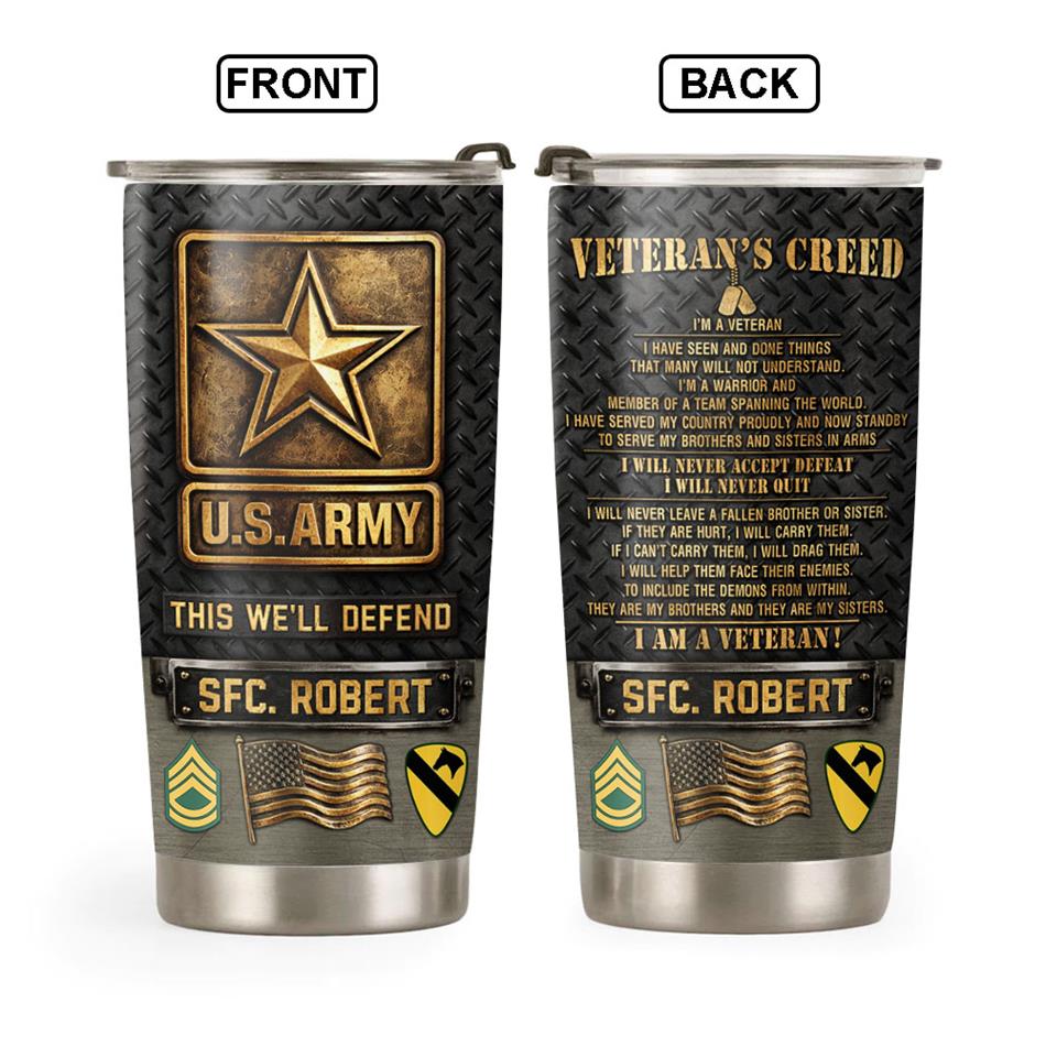 Veterans Creed Personalized Tumbler Military Veteran Gift Veteran Day Tumbler H2511 Trna