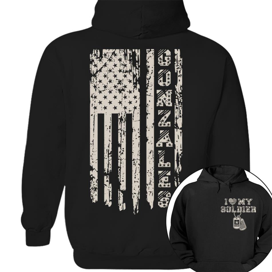 I Love My Soldier Distressed American Flag Custom Shirt For Military Mom Dad... Family Members Military Graduate Day Shirt H2511 Trna
