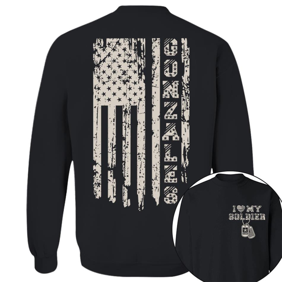I Love My Soldier Distressed American Flag Custom Shirt For Military Mom Dad... Family Members Military Graduate Day Shirt H2511 Trna