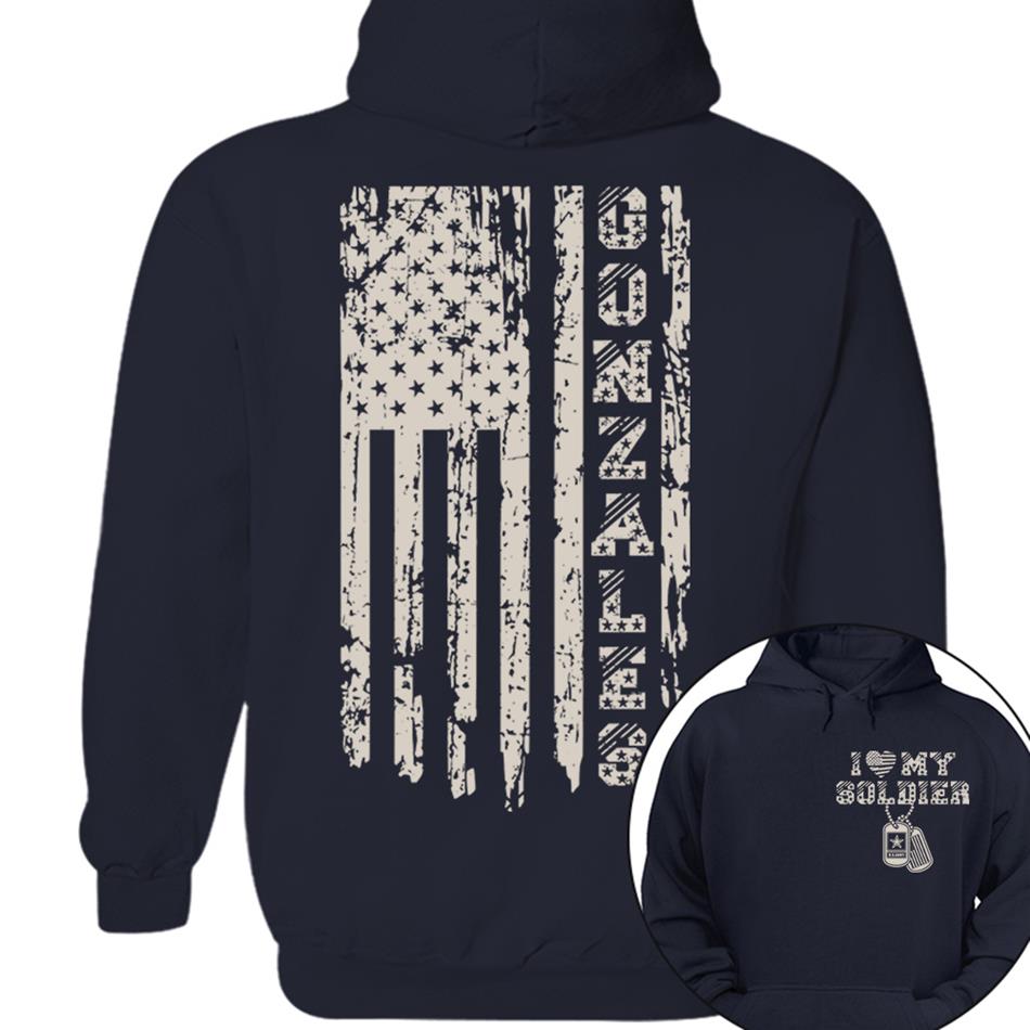I Love My Soldier Distressed American Flag Custom Shirt For Military Mom Dad... Family Members Military Graduate Day Shirt H2511 Trna