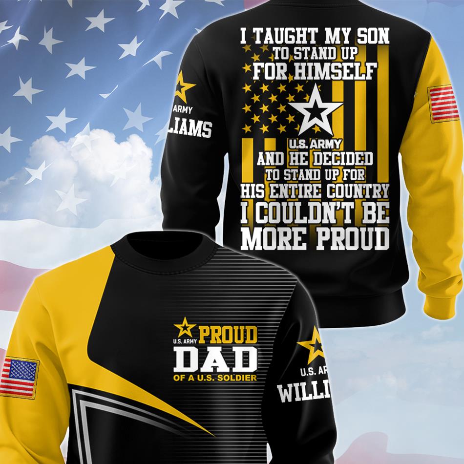 Proud Dad OF A U.S. Soldier Custom All Over Print Shirt for Military Mom Dad Grandma Grandpa H2511 Trna