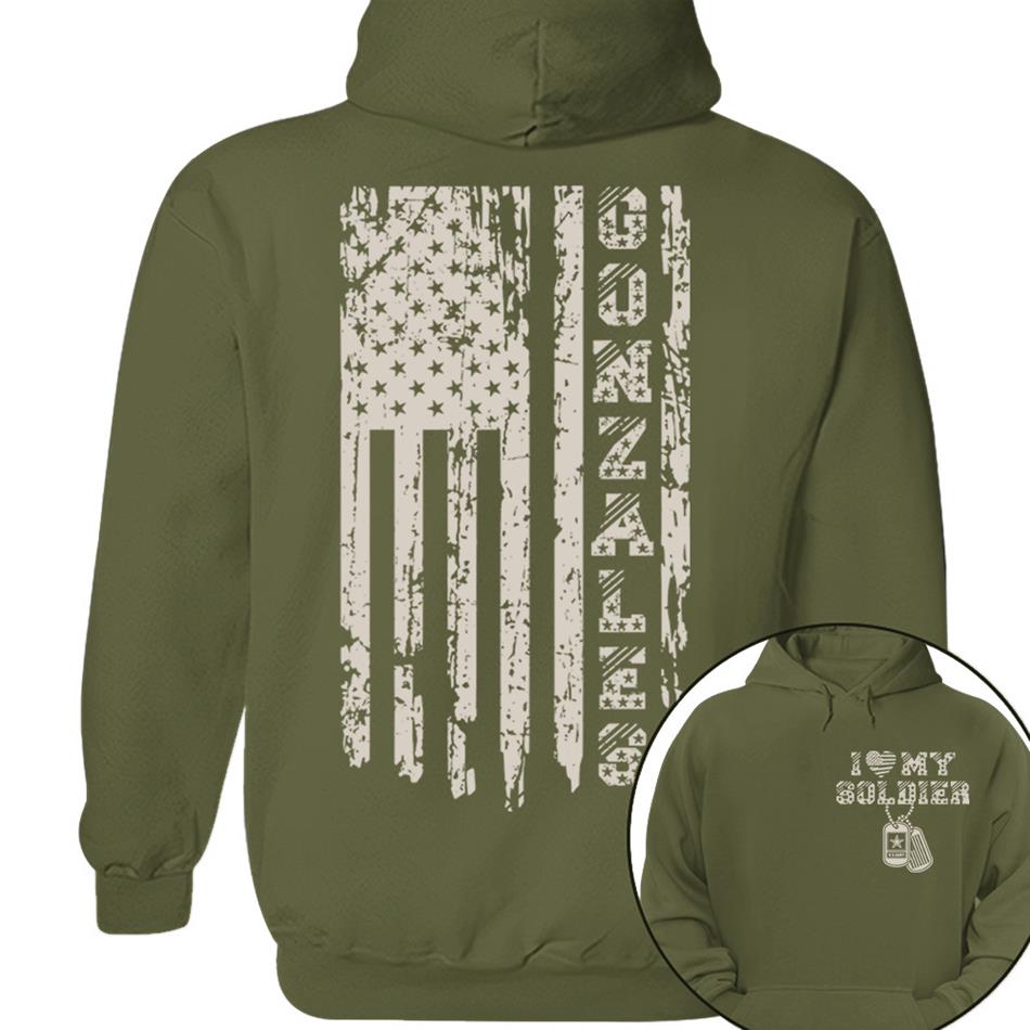 I Love My Soldier Distressed American Flag Custom Shirt For Military Mom Dad... Family Members Military Graduate Day Shirt H2511 Trna