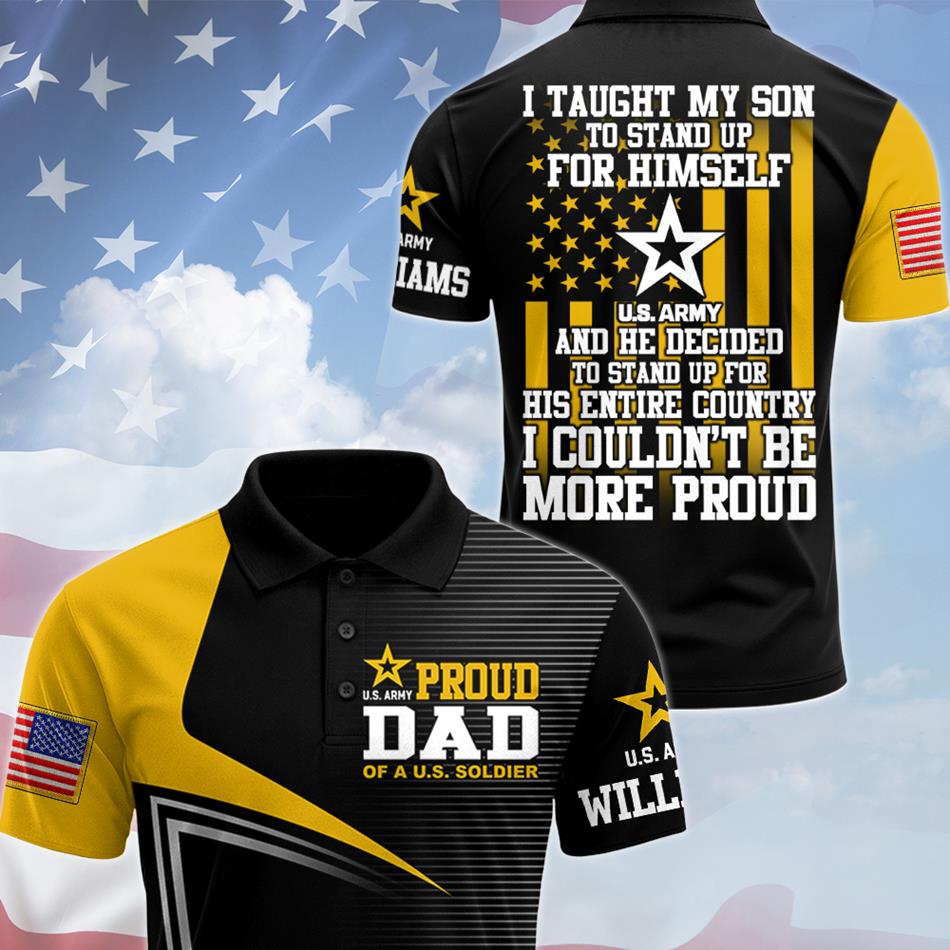 Proud Dad OF A U.S. Soldier Custom All Over Print Shirt for Military Mom Dad Grandma Grandpa H2511 Trna