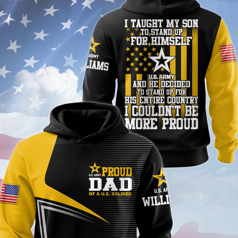 Proud Dad OF A U.S. Soldier Custom All Over Print Shirt for Military Mom Dad Grandma Grandpa H2511 Trna