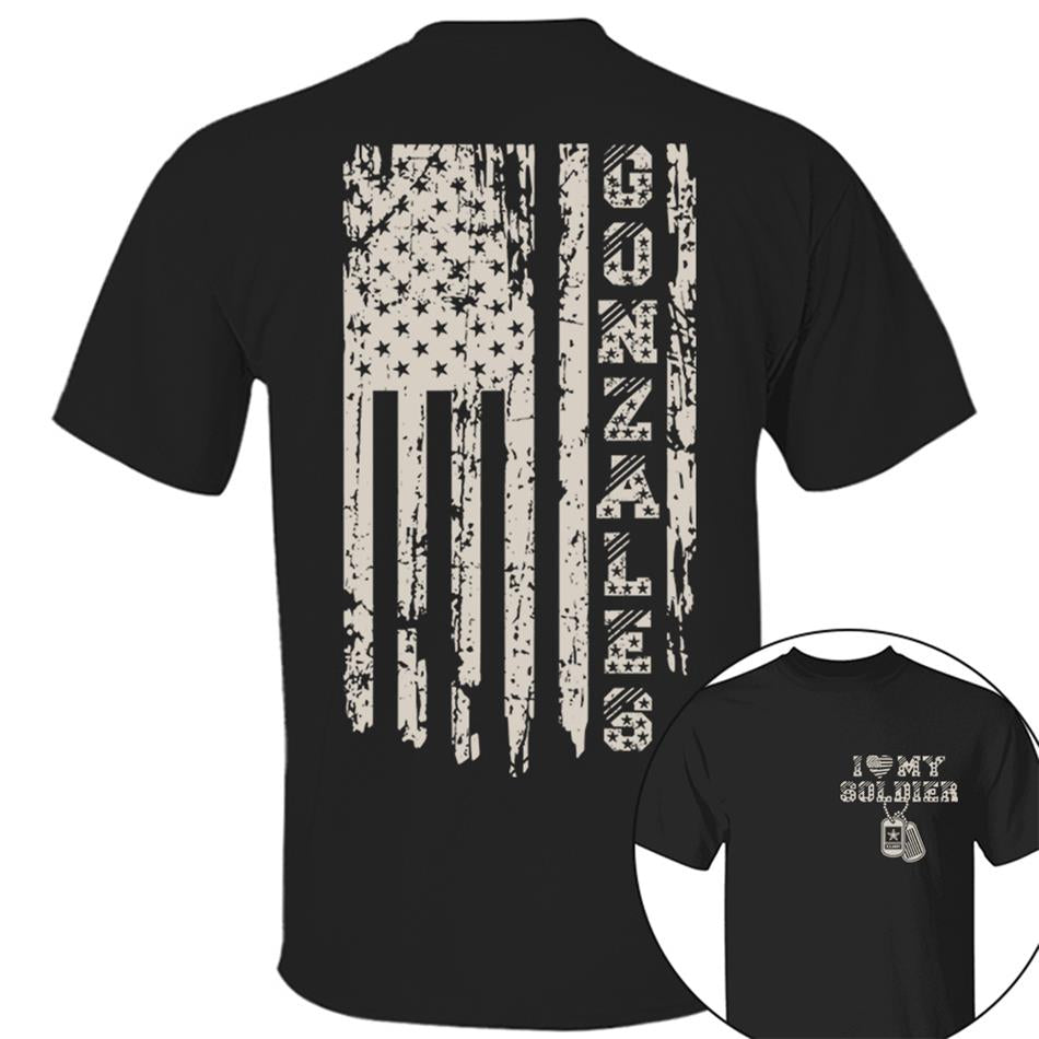 I Love My Soldier Distressed American Flag Custom Shirt For Military Mom Dad... Family Members Military Graduate Day Shirt H2511 Trna