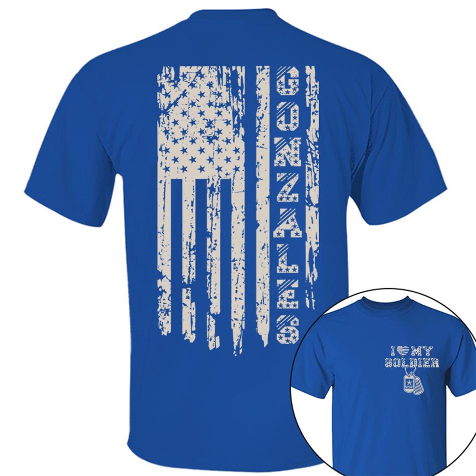 I Love My Soldier Distressed American Flag Custom Shirt For Military Mom Dad... Family Members Military Graduate Day Shirt H2511 Trna