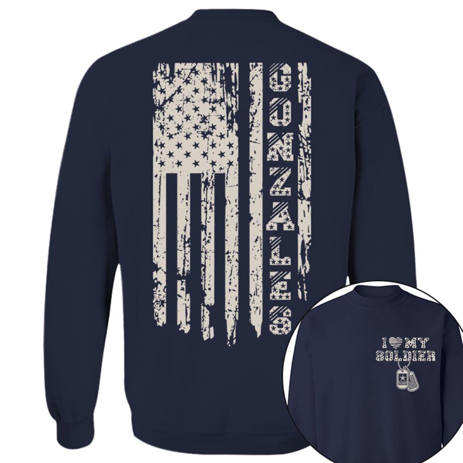 I Love My Soldier Distressed American Flag Custom Shirt For Military Mom Dad... Family Members Military Graduate Day Shirt H2511 Trna