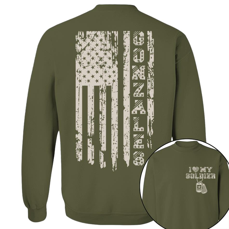 I Love My Soldier Distressed American Flag Custom Shirt For Military Mom Dad... Family Members Military Graduate Day Shirt H2511 Trna