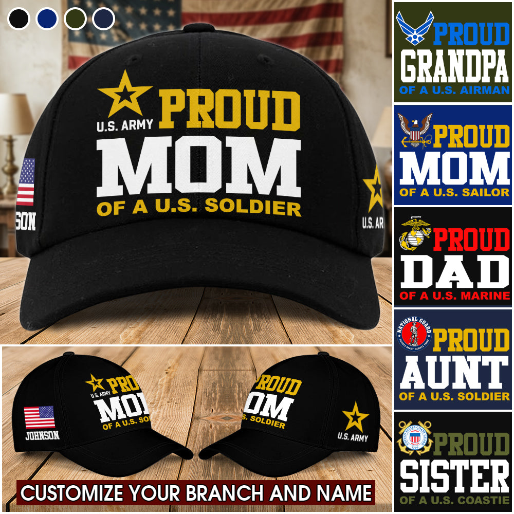 Proud Mom of a US Soldier Custom Cap Gift For US Military Mom Dad Graduation Day Proud Shirt H2511 Trna