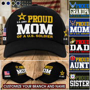 Proud Mom of a US Soldier Custom Cap Gift For US Military Mom Dad Graduation Day Proud Shirt H2511 Trna