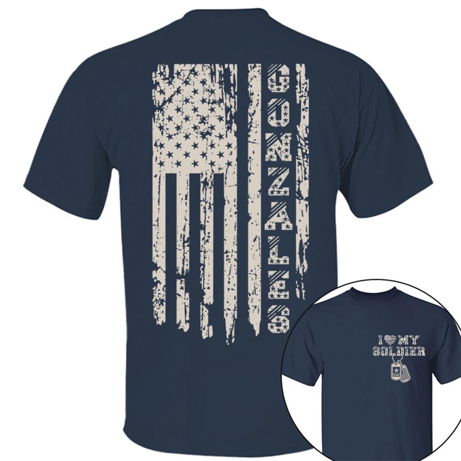 I Love My Soldier Distressed American Flag Custom Shirt For Military Mom Dad... Family Members Military Graduate Day Shirt H2511 Trna