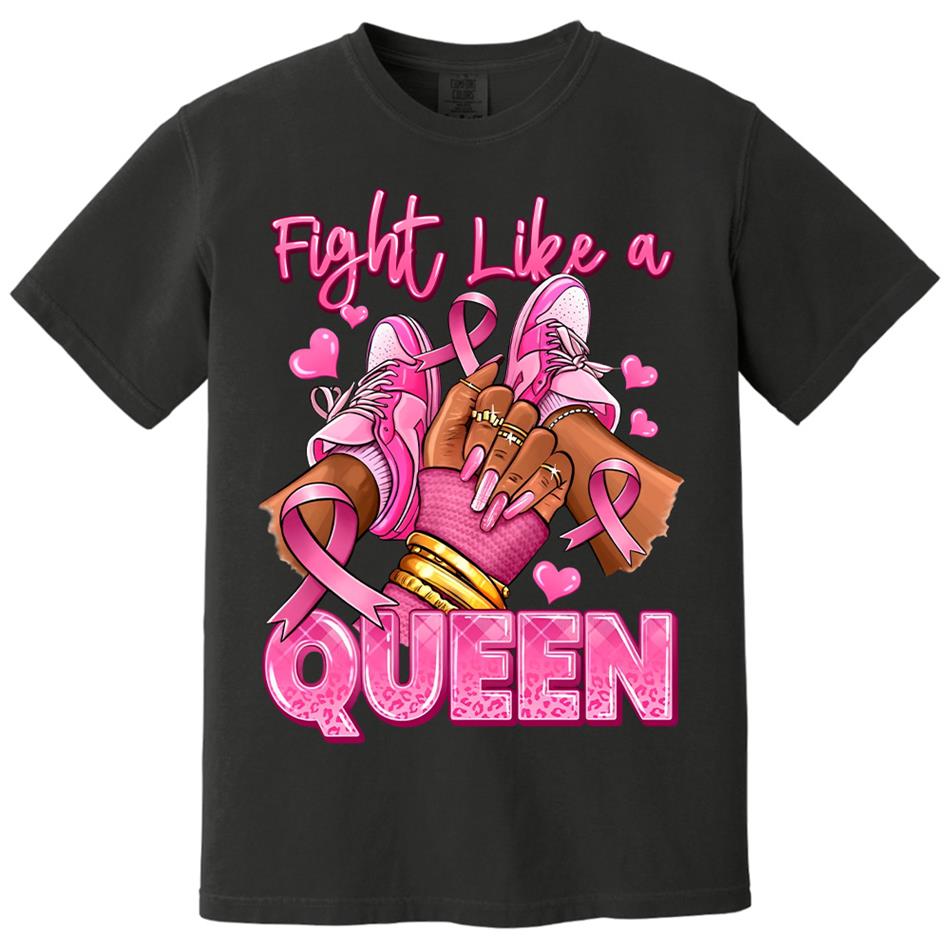 Fight Like A Queen Survivor Queen Breast Cancer Afro Girl Sneakers Shirt H2511 Trna