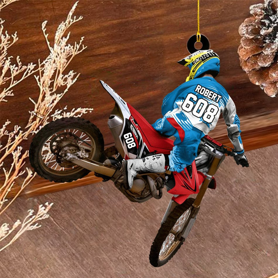 Custom Name Number Motocross Racer Ornament Gift For Motocross Lovers Christmas Ornament H2511 Trna