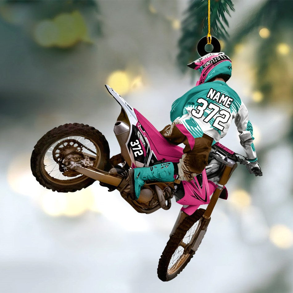 Custom Name Number Motocross Racer Ornament Gift For Motocross Lovers Christmas Ornament H2511 Trna