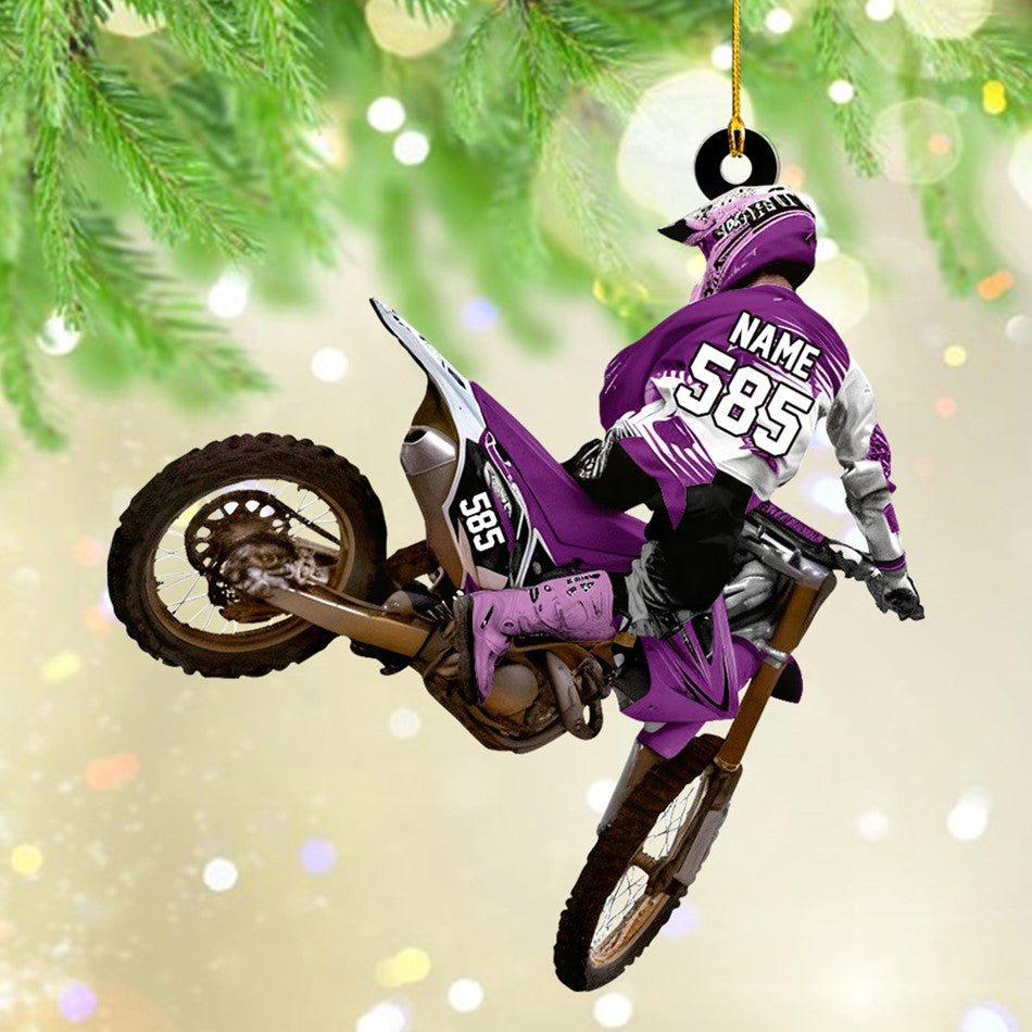 Custom Name Number Motocross Racer Ornament Gift For Motocross Lovers Christmas Ornament H2511 Trna
