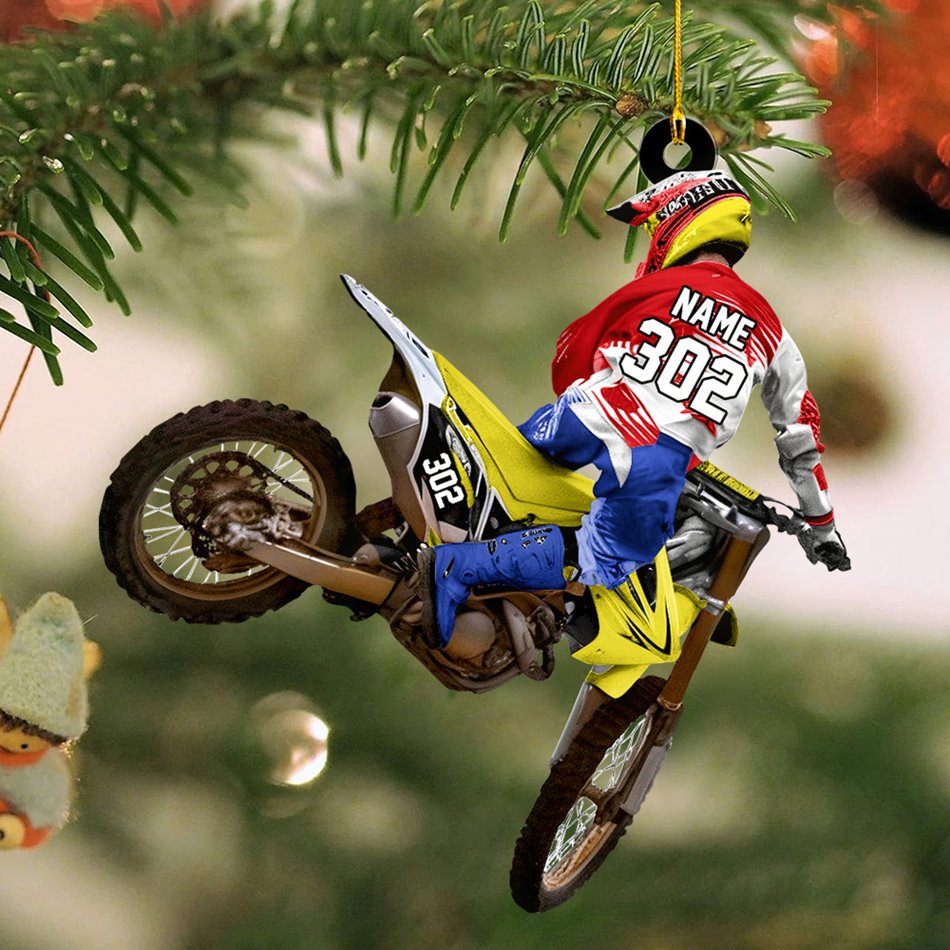 Custom Name Number Motocross Racer Ornament Gift For Motocross Lovers Christmas Ornament H2511 Trna