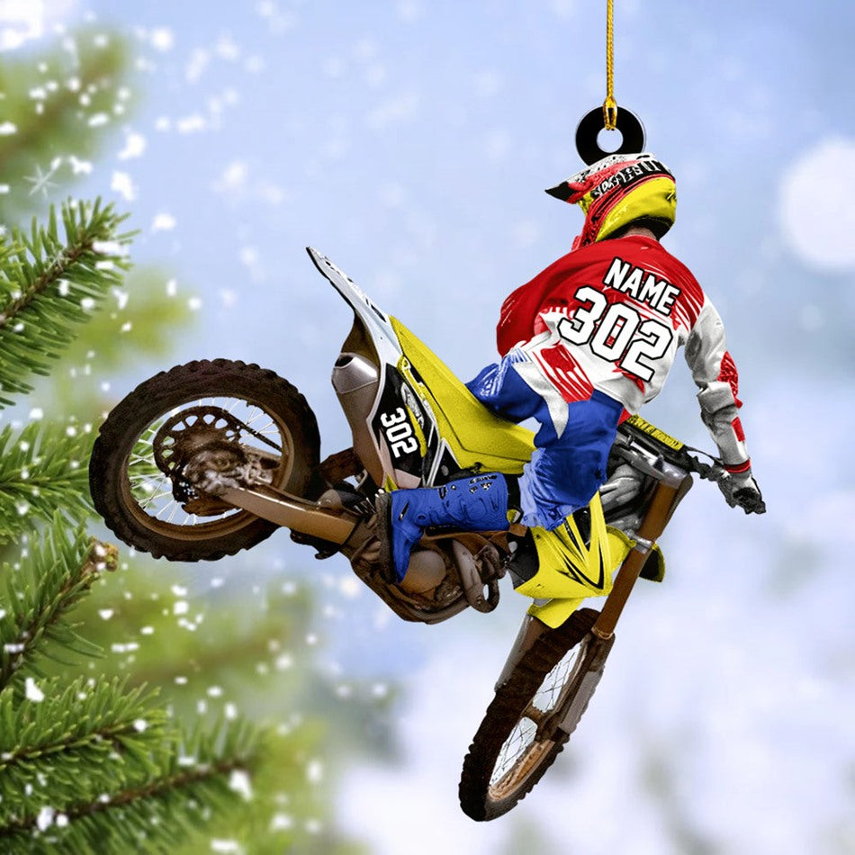 Custom Name Number Motocross Racer Ornament Gift For Motocross Lovers Christmas Ornament H2511 Trna