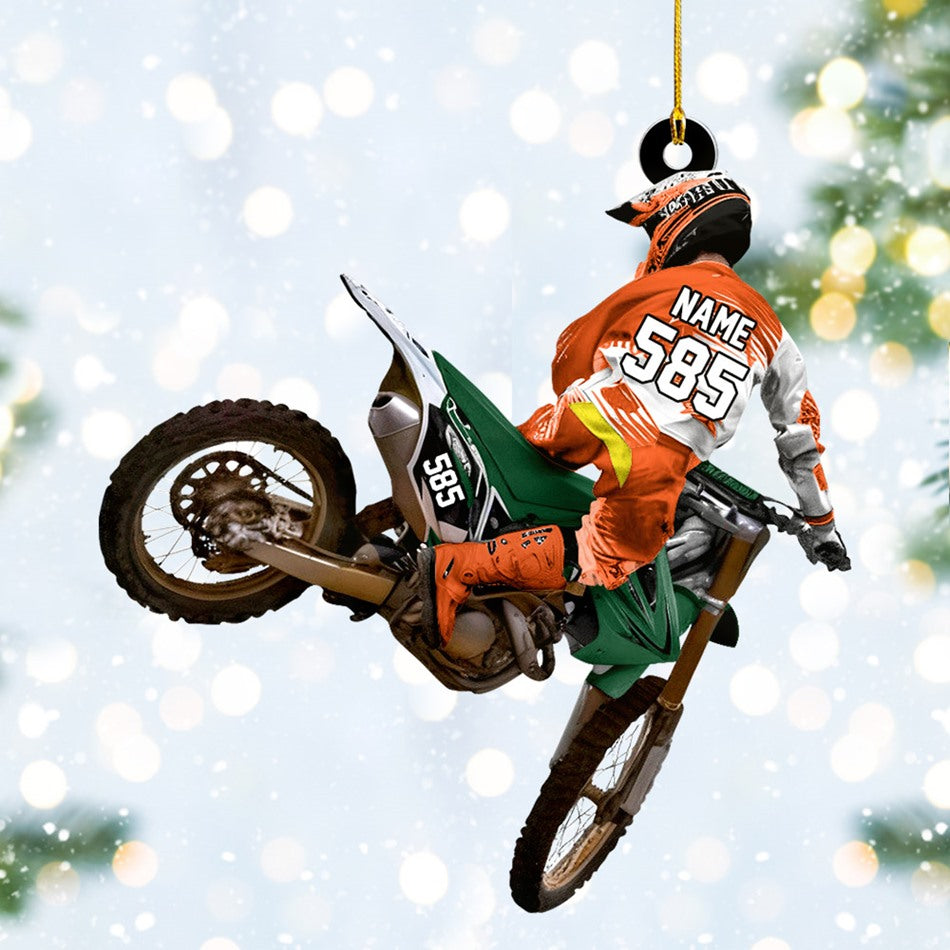 Custom Name Number Motocross Racer Ornament Gift For Motocross Lovers Christmas Ornament H2511 Trna