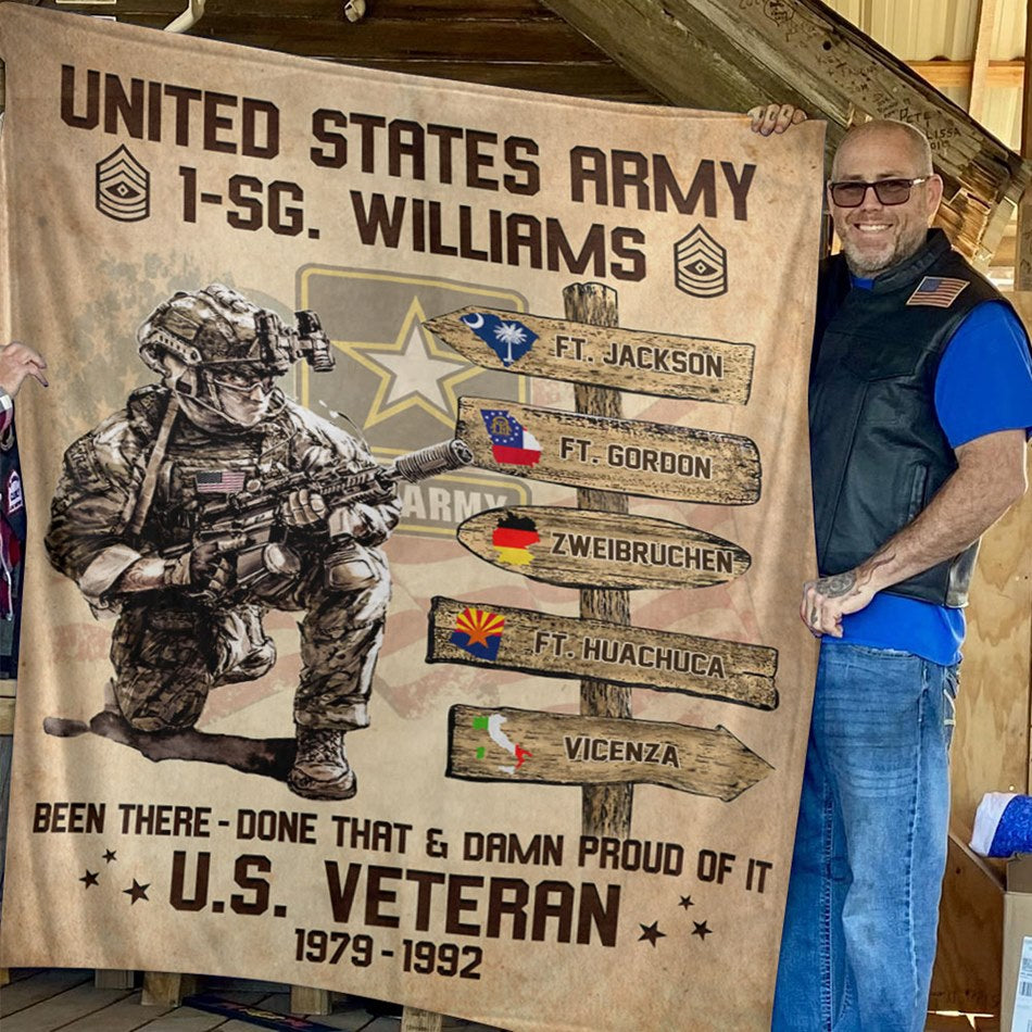 US Military World Tour Blanket Vr2 Been There Done That Proud Of It US Veteran Custom Blanket For Veteran H2511