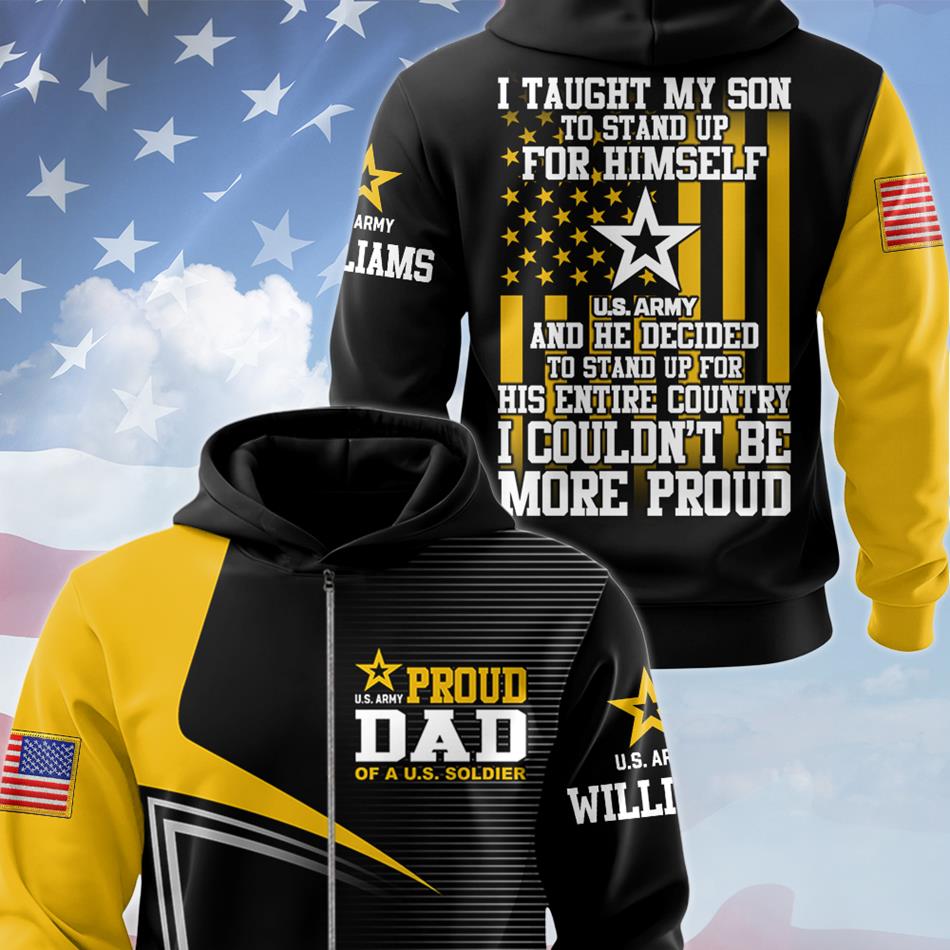 Proud Dad OF A U.S. Soldier Custom All Over Print Shirt for Military Mom Dad Grandma Grandpa H2511 Trna