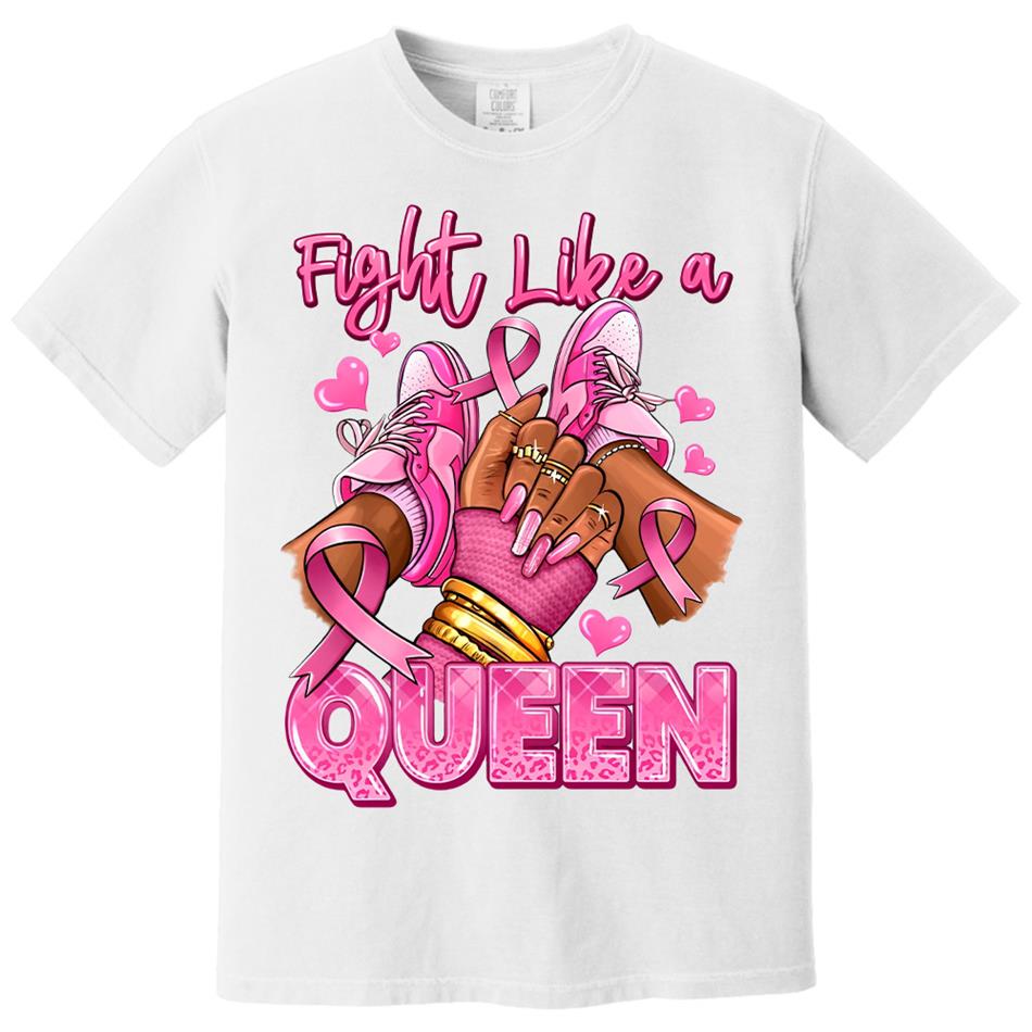 Fight Like A Queen Survivor Queen Breast Cancer Afro Girl Sneakers Shirt H2511 Trna