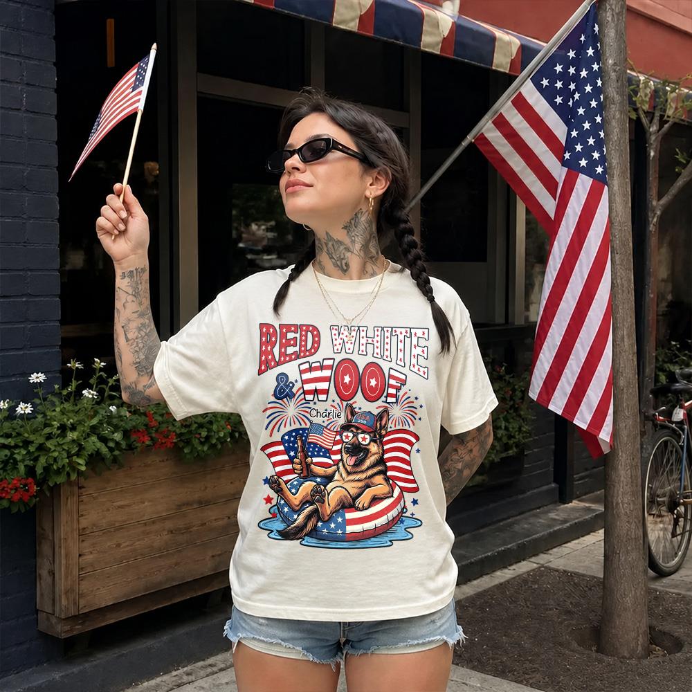 Red White Woof, Custom Photo Pet Shirt, America 250th Anniversary Gifts For Dog Cat Lovers, Dog Dad And Mom, Cat Owners T1807 Hv01