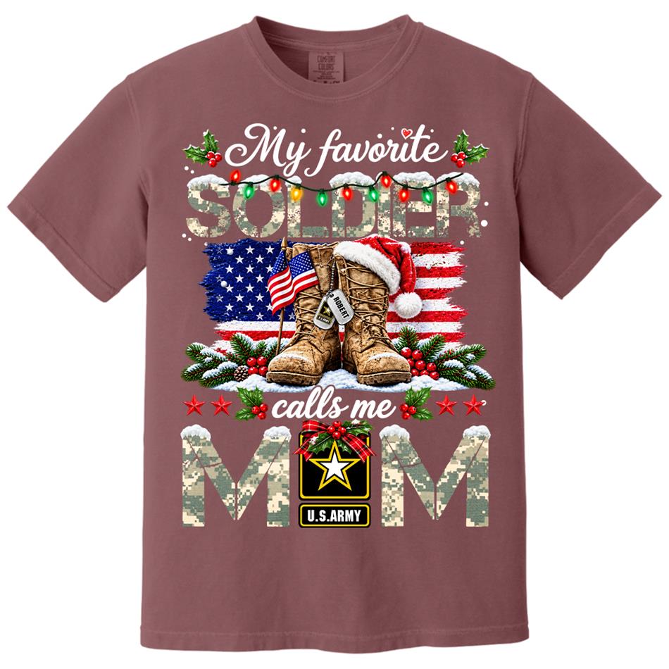 Personalized Shirt My Favorite Soldier Calls Me Mom Custom Shirt For Proud Army Mom Dad Grandma Family Christmas Shirt H2511 Trna KL07