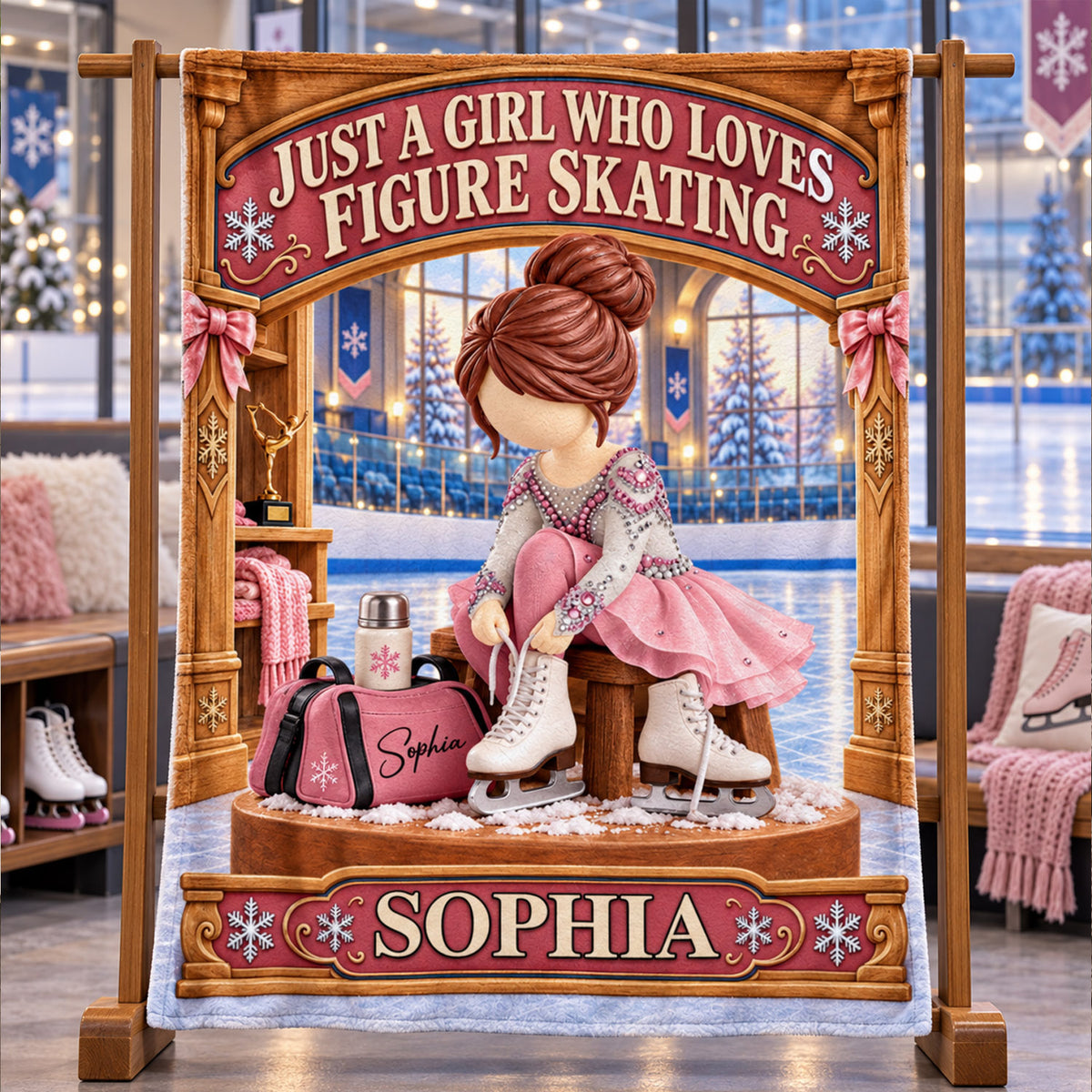 Just A Girl Who Loves Figure Skating, Personalized Figure Skating Blanket, Custom Player Name Gift, Gift For Figure Skating Players Figure Skating Lover C2408 Nh00 DH09