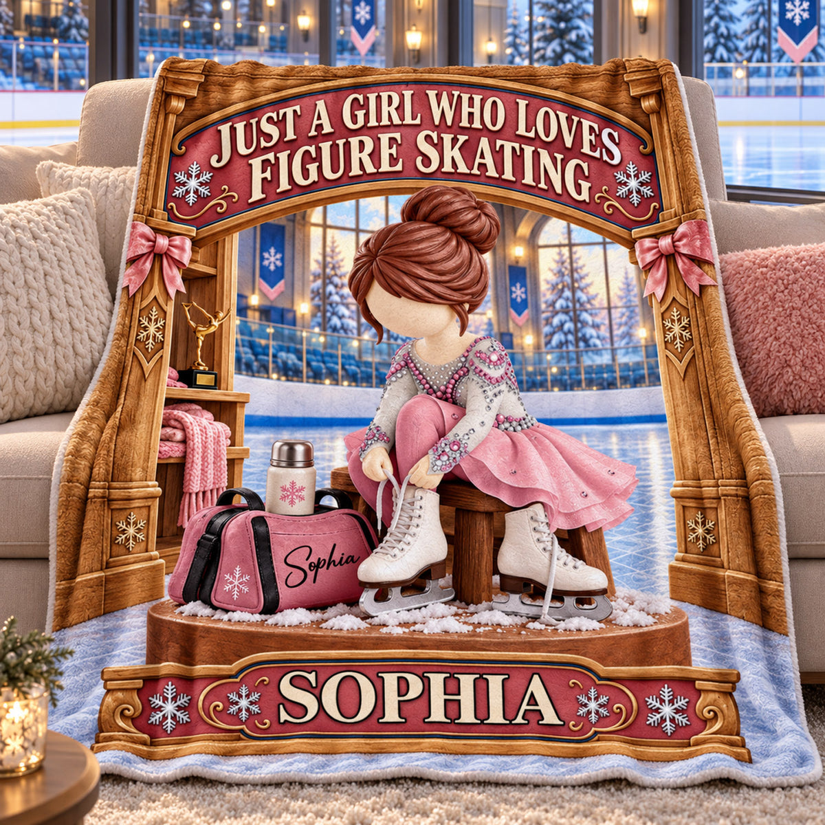 Just A Girl Who Loves Figure Skating, Personalized Figure Skating Blanket, Custom Player Name Gift, Gift For Figure Skating Players Figure Skating Lover C2408 Nh00 DH09