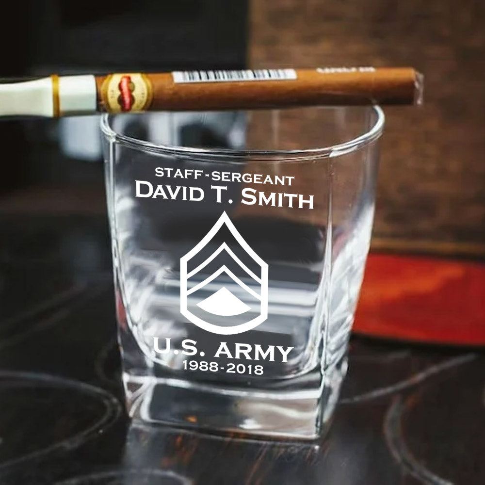 Custom Military Hexagon Decanter Set Full Custom Whiskey Decanter Set For US Military Retirement Gift H2511