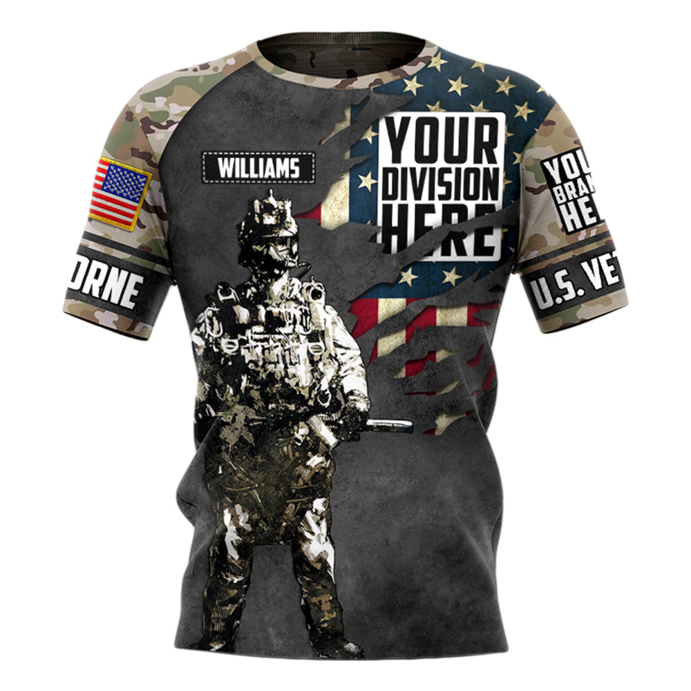 Veteran Gift Custom Branch Division Camouflage Personalized All Over Print Shirt Hoodie For Veteran H2511