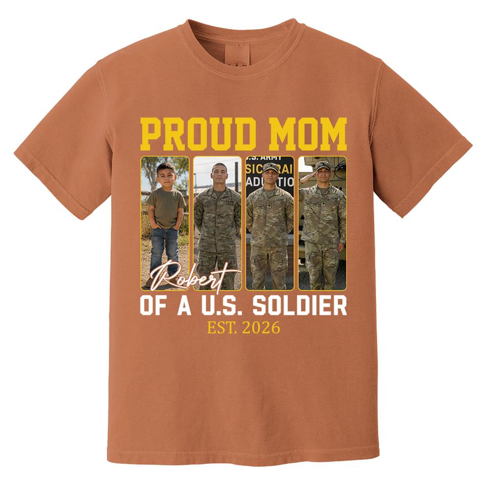 Proud Mom Of A US Soldier Custom Soldier Photo Military Journey Timeline Shirt For Proud Mom Dad Military Family H2511 Trna