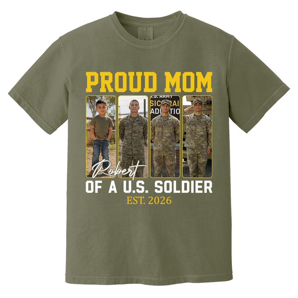 Proud Mom Of A US Soldier Custom Soldier Photo Military Journey Timeline Shirt For Proud Mom Dad Military Family H2511 Trna