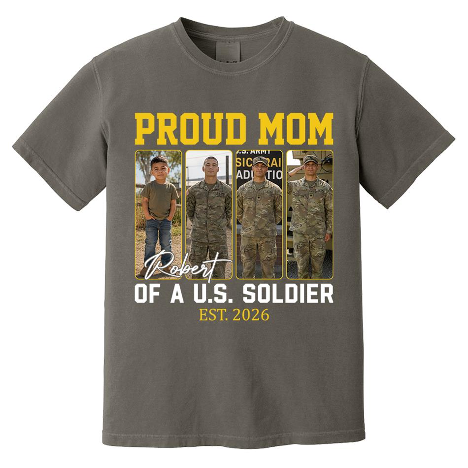 Proud Mom Of A US Soldier Custom Soldier Photo Military Journey Timeline Shirt For Proud Mom Dad Military Family H2511 Trna