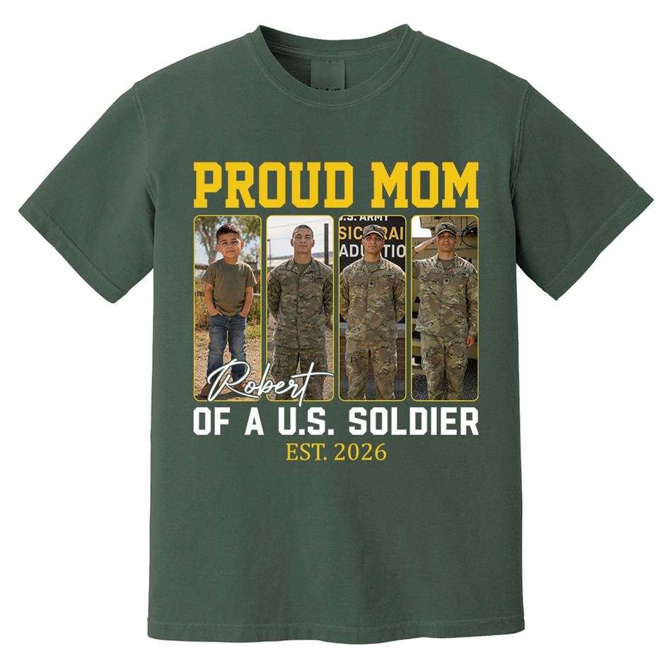 Proud Mom Of A US Soldier Custom Soldier Photo Military Journey Timeline Shirt For Proud Mom Dad Military Family H2511 Trna