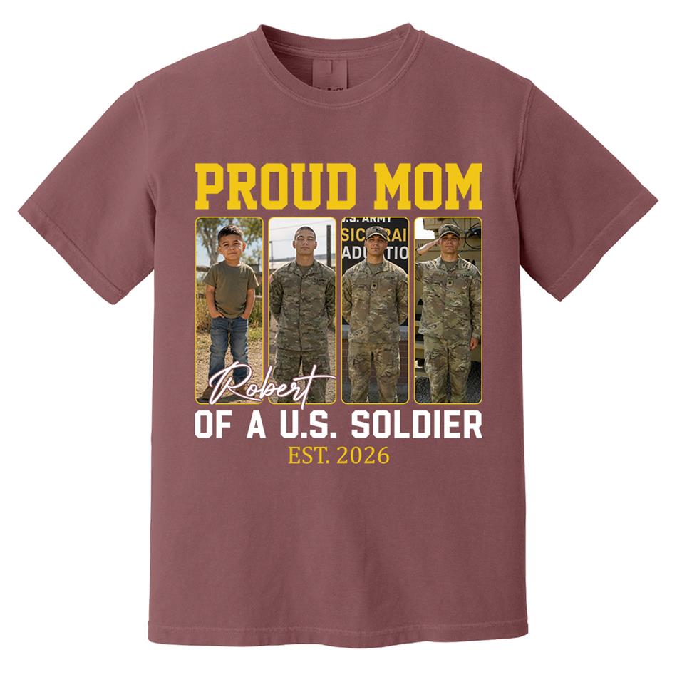 Proud Mom Of A US Soldier Custom Soldier Photo Military Journey Timeline Shirt For Proud Mom Dad Military Family H2511 Trna