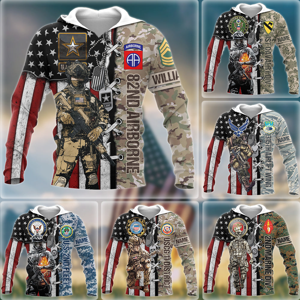 Personalized Veteran & Military Rank Insignia All Over Print Hoodie, T-Shirt for Men, Dad Grandpa Retired Shirt, Army H2511 Trna