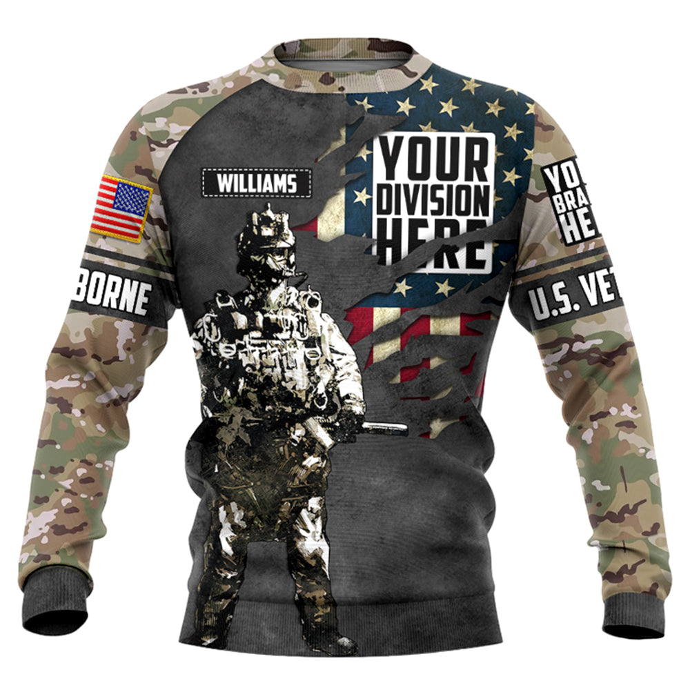 Veteran Gift Custom Branch Division Camouflage Personalized All Over Print Shirt Hoodie For Veteran H2511