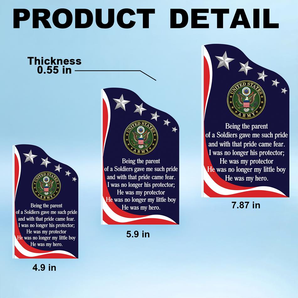 Being The Parent Of A Soldier Gave Me Such Pride Personalized Acrylic Block Plaque Military Parent Custom Acrylic Plaque H2511 Trna