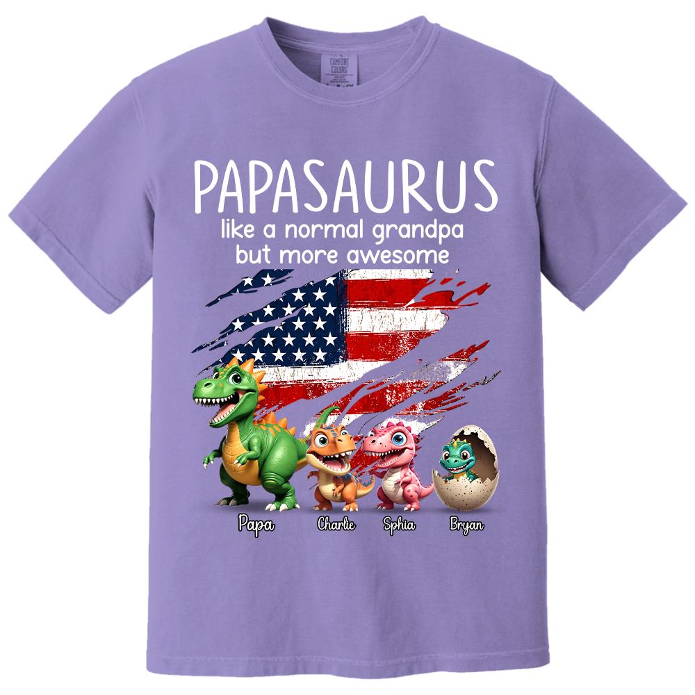 Custom Papasaurus And Kids  Dinosaurs Shirt, Father's Day Gift For Dad Grandpa L0411 Hv01