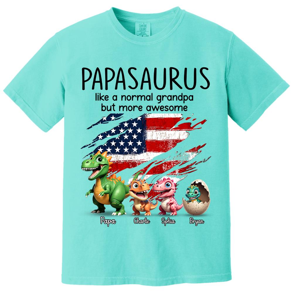 Custom Papasaurus And Kids  Dinosaurs Shirt, Father's Day Gift For Dad Grandpa L0411 Hv01