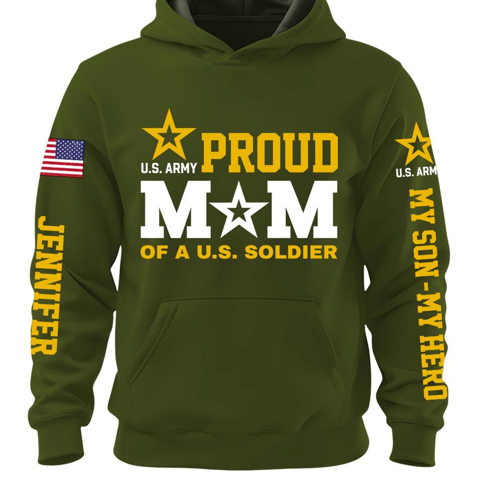 Proud Mom Of A US Soldier My Son My  Hero Custom Shirt For Proud Military Mom Dad Grandma Grandpa Shirt, Family Day Shirt, Mother's Day Father's Day Gift H2511 Trna