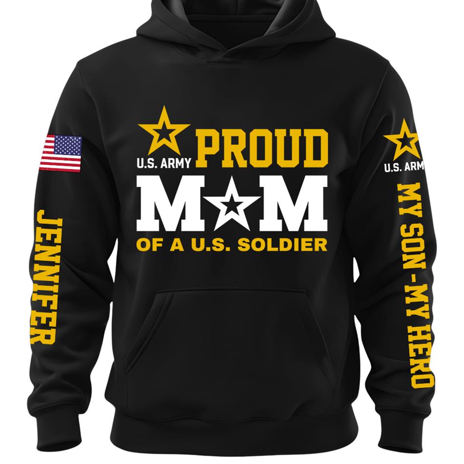 Proud Mom Of A US Soldier My Son My  Hero Custom Shirt For Proud Military Mom Dad Grandma Grandpa Shirt, Family Day Shirt, Mother's Day Father's Day Gift H2511 Trna