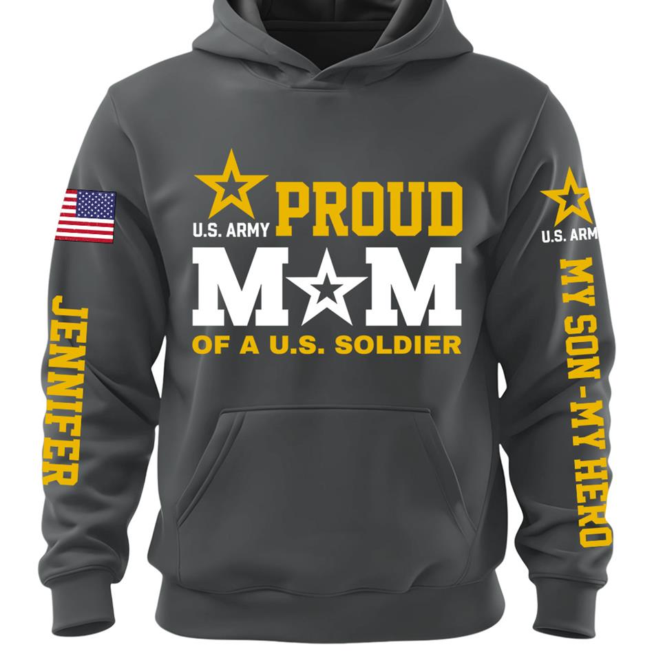 Proud Mom Of A US Soldier My Son My  Hero Custom Shirt For Proud Military Mom Dad Grandma Grandpa Shirt, Family Day Shirt, Mother's Day Father's Day Gift H2511 Trna