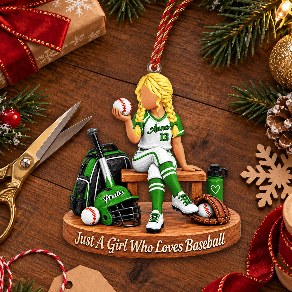 Just A Girl Who Loves Baseball, Personalized Baseball Ornament, Custom Player Name Gift, Gift For Baseball Players Baseball Lover MI209 Nh00