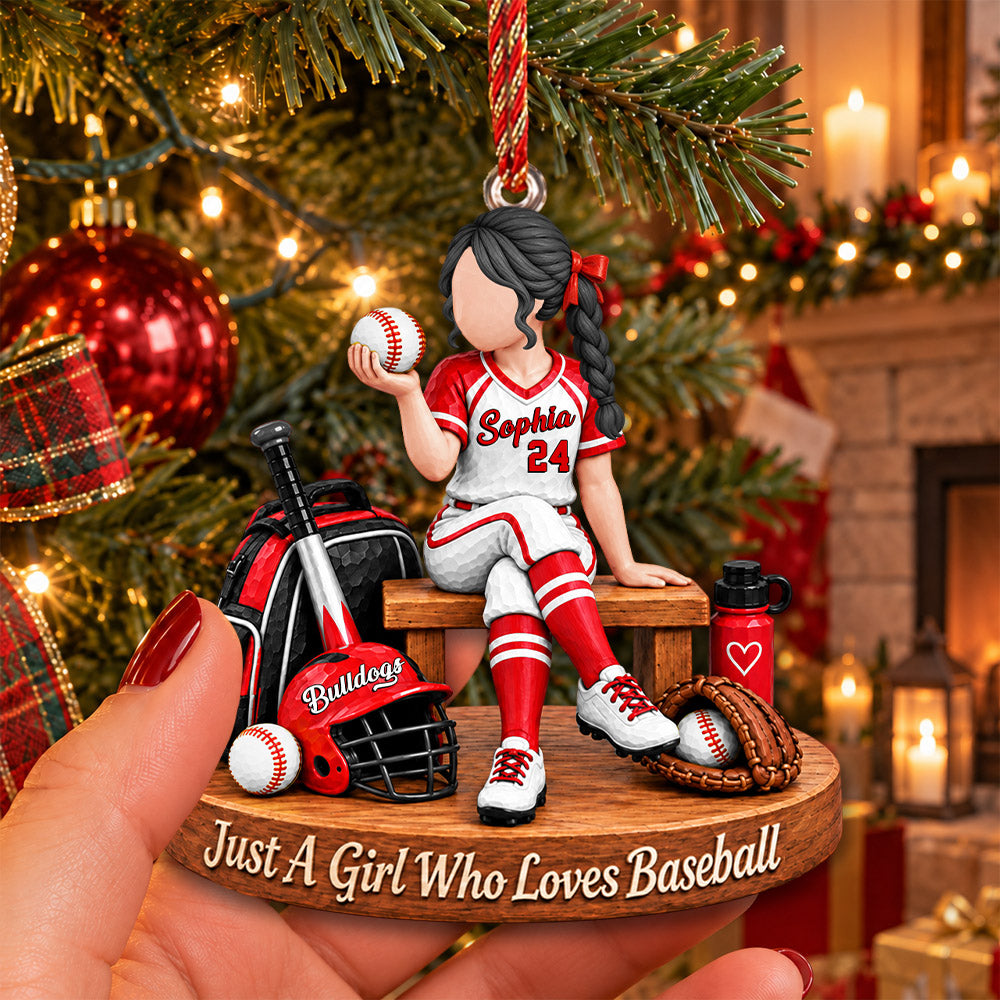 Just A Girl Who Loves Baseball, Personalized Baseball Ornament, Custom Player Name Gift, Gift For Baseball Players Baseball Lover MI209 Nh00