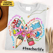 In A World Where You Can Be Anything Be Kind Custom Shirt Gift For Teacher Read Across America Day Coquette Reading Shirt H2511 Do99