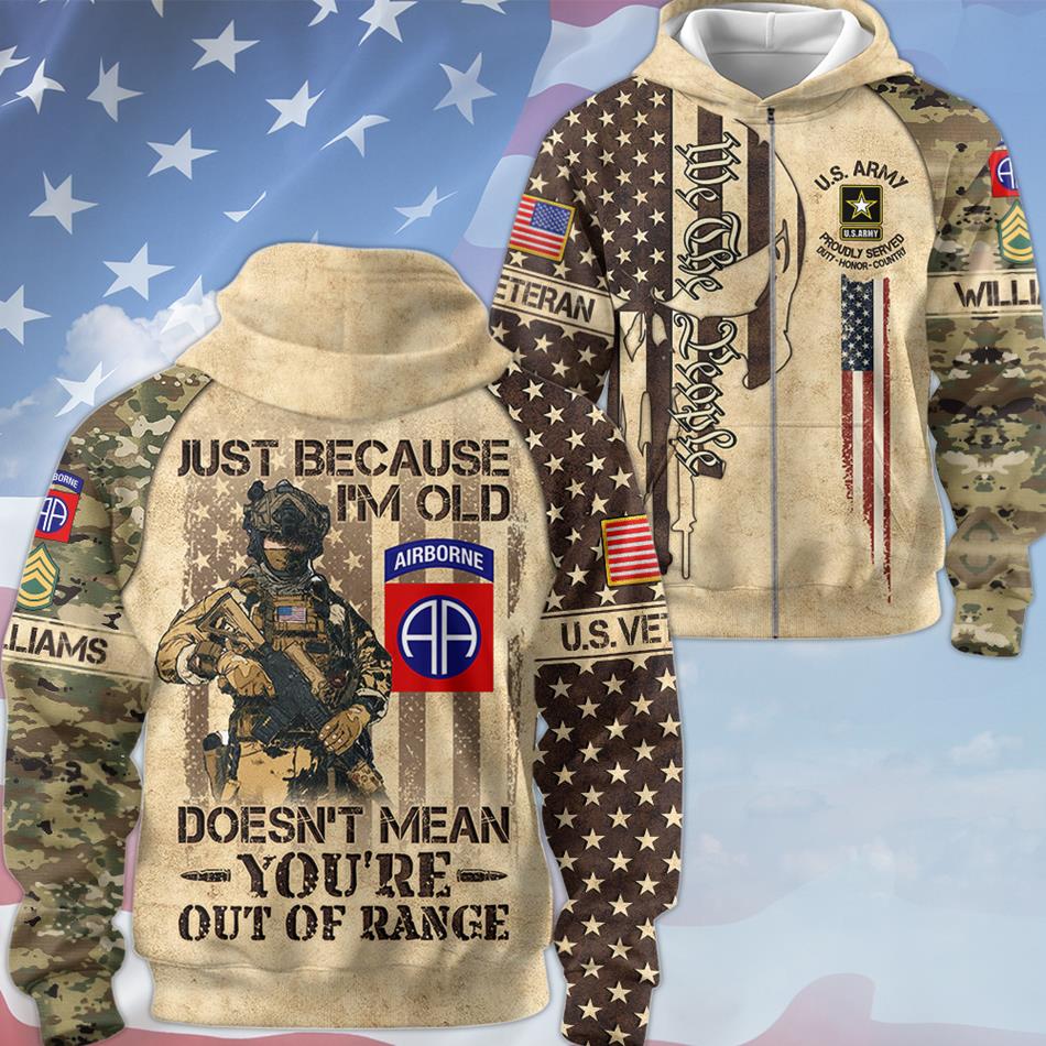 Just Because I'm Old Doesn't Mean You're Out Of Range We The People Skull All Over Print Shirt For Veteran Veterans Day Gift H2511 Trna