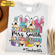 Easter Teacher Pencil Shirt Custom Teacher Easter Bunny Shirt, Teacher life Easter Shirt H2511 Hn01