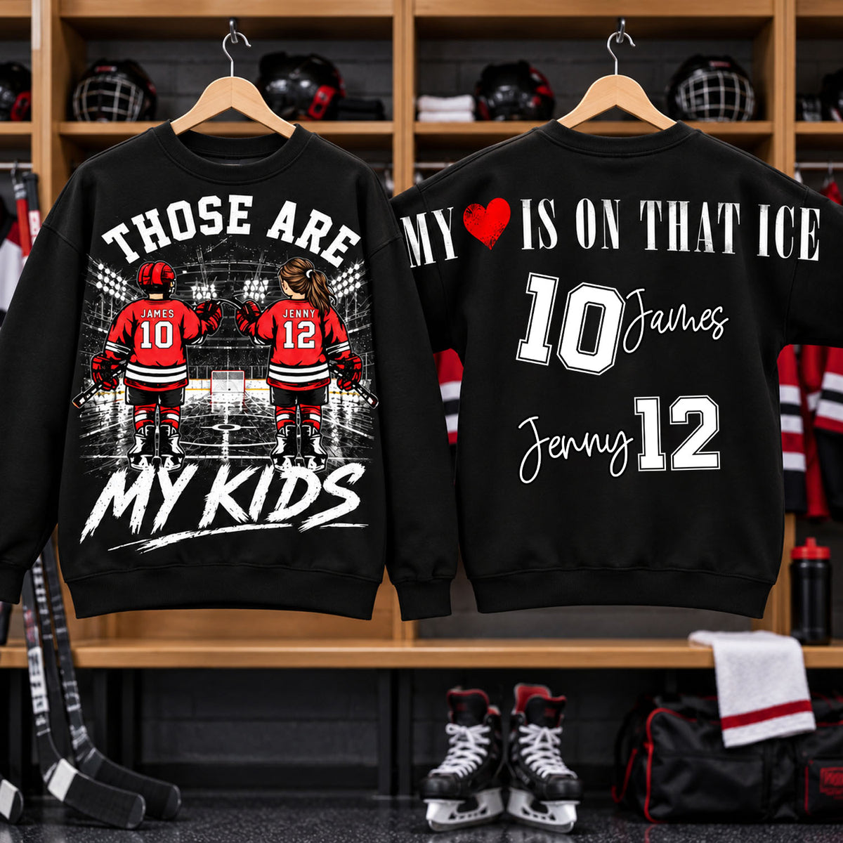 Personalized Those Are My Kids Ice Hockey Mom Shirt, Custom Sports Mom Gameday Shirt T1807 Nh00